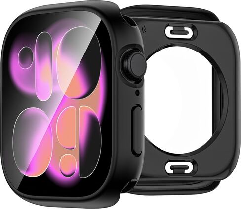 حافظة مقاومة للماء 2 في 1 متوافقة مع واقي شاشة Apple Watch Series 11/10 مقاس 46 مم، غطاء وجه زجاجي واقي 360 درجة ممتص الصدمات من البولي كربونات الصلب + إطار خلفي لملحقات iWatch 46 مم جديد in Saudi Arabia