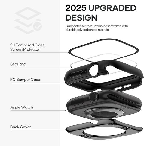 حافظة مقاومة للماء 2 في 1 متوافقة مع واقي شاشة Apple Watch Series 11/10 مقاس 46 مم، غطاء وجه زجاجي واقي 360 درجة ممتص الصدمات من البولي كربونات الصلب + إطار خلفي لملحقات iWatch 46 مم جديد in Saudi Arabia