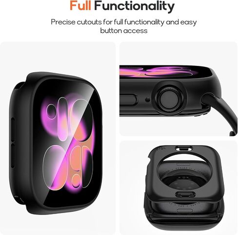 حافظة مقاومة للماء 2 في 1 متوافقة مع واقي شاشة Apple Watch Series 11/10 مقاس 46 مم، غطاء وجه زجاجي واقي 360 درجة ممتص الصدمات من البولي كربونات الصلب + إطار خلفي لملحقات iWatch 46 مم جديد in Saudi Arabia
