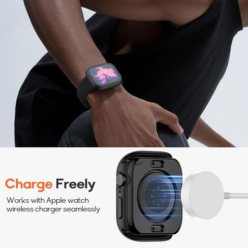 حافظة مقاومة للماء 2 في 1 متوافقة مع واقي شاشة Apple Watch Series 11/10 مقاس 46 مم، غطاء وجه زجاجي واقي 360 درجة ممتص الصدمات من البولي كربونات الصلب + إطار خلفي لملحقات iWatch 46 مم جديد in Saudi Arabia
