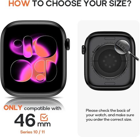 حافظة مقاومة للماء 2 في 1 متوافقة مع واقي شاشة Apple Watch Series 11/10 مقاس 46 مم، غطاء وجه زجاجي واقي 360 درجة ممتص الصدمات من البولي كربونات الصلب + إطار خلفي لملحقات iWatch 46 مم جديد in Saudi Arabia