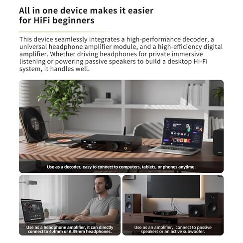 مضخم طاقة SMSL AO300 PRO، CS43131 165W DAC Amp، USB/Coax/Opt/HDMI eARC/RCA إلى 2.1 قناة مكبر صوت/مضخم صوت، 4.4 ملم/6.35 ملم مضخم صوت سماعة الرأس، MQA DAC Amp، فضي in Kuwait