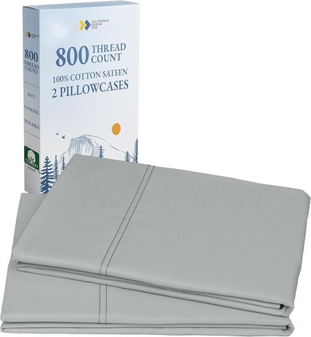 مجموعة أغطية وسائد من القطن بنسبة 100% من California Design Den مكونة من قطعتين، أغطية وسائد بكثافة 800 خيط من الساتان، تناسب وسائد بحجم كوين وقياسي (لافندر) in Kuwait