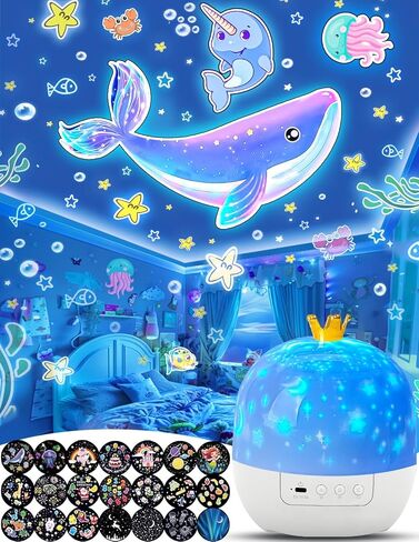 21 Sets of Films, Kids Night Light Projector, Projector Night Light for Kids Bedroom, Ceiling, Star Galaxy Light Lamp with 360° Rotation Dimmable for Girls, Birthday, Christmas, Nursery, Room Decor in Saudi Arabia