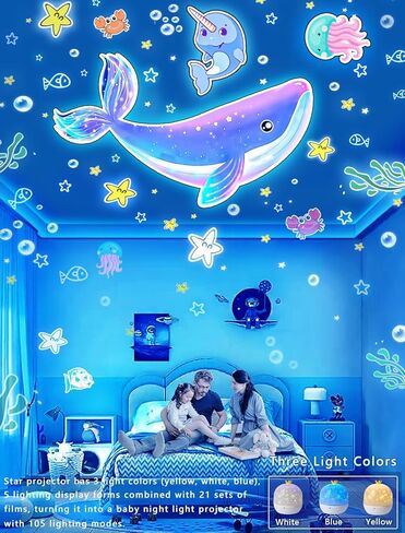 21 Sets of Films, Kids Night Light Projector, Projector Night Light for Kids Bedroom, Ceiling, Star Galaxy Light Lamp with 360° Rotation Dimmable for Girls, Birthday, Christmas, Nursery, Room Decor in Saudi Arabia