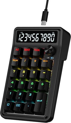 لوحة أرقام Redragon K733 ذات حشية سلكية RGB، 22 مفتاحًا ميكانيكيًا مع أوضاع الكمبيوتر والحساب، شاشة عرض حاسبة مكونة من 10 أرقام، التحكم في المقبض، تقليل الضوضاء من 5 طبقات، مفتاح خطي مخصص كريمي in Saudi Arabia