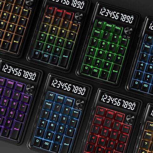 لوحة أرقام Redragon K733 ذات حشية سلكية RGB، 22 مفتاحًا ميكانيكيًا مع أوضاع الكمبيوتر والحساب، شاشة عرض حاسبة مكونة من 10 أرقام، التحكم في المقبض، تقليل الضوضاء من 5 طبقات، مفتاح خطي مخصص كريمي in Kuwait