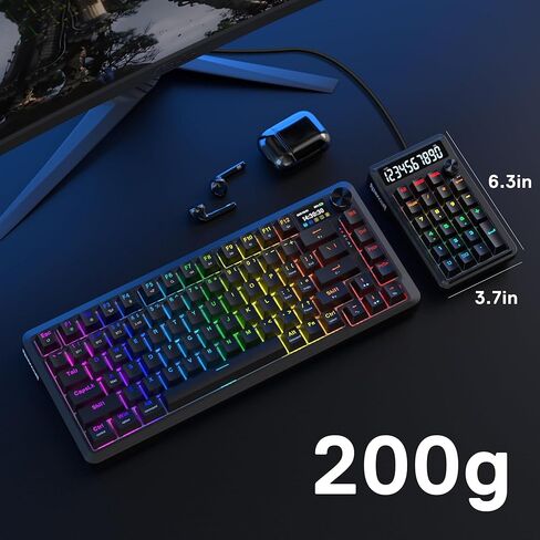 لوحة أرقام Redragon K733 ذات حشية سلكية RGB، 22 مفتاحًا ميكانيكيًا مع أوضاع الكمبيوتر والحساب، شاشة عرض حاسبة مكونة من 10 أرقام، التحكم في المقبض، تقليل الضوضاء من 5 طبقات، مفتاح خطي مخصص كريمي in Kuwait