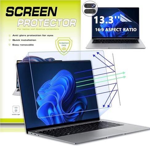 [2 Pack] 17 Inch Anti Blue Light Screen Protector with Camera Cover Compatible for HP/Dell/Acer/Asus/Samsung/Lenovo/Toshiba/Sony/MSI/LG/Razer Blade, Removable 16:10 Aspect Screen Protector in Saudi Arabia
