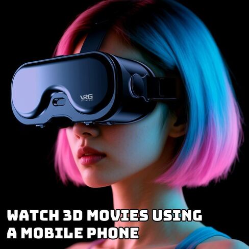 VR Headset for Phone with Controller,Adjustable 3D Glasses Compatible 5~7 inch,Anti-Blue Eyes Protected HD Lenses,for Mobile Games & Movies in Kuwait