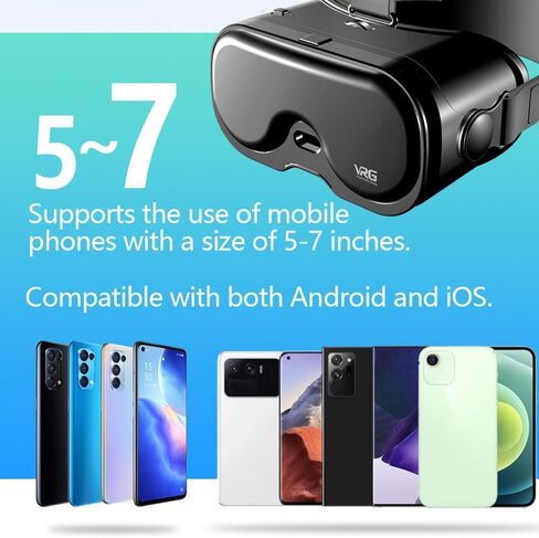VR Headset for Phone with Controller,Adjustable 3D Glasses Compatible 5~7 inch,Anti-Blue Eyes Protected HD Lenses,for Mobile Games & Movies in Kuwait