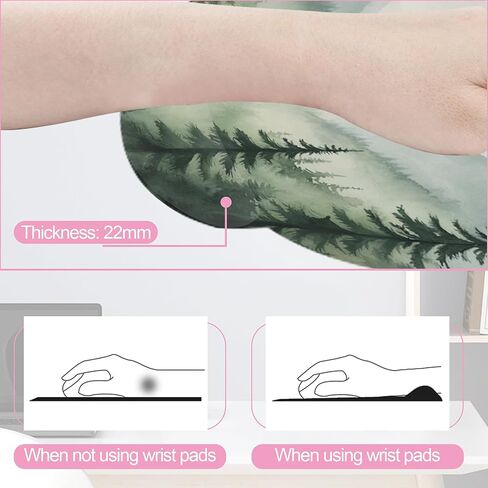 Misty Forest Mountain Mouse Pad with Wrist Rest Set, 3-in-1 Wrist Support Mousepad Set, Gaming Mat Pad with Anti-Skid Base,Ergonomic Memory Foam Mouse Pad Set for Women, Office, Typing, Gaming in Saudi Arabia