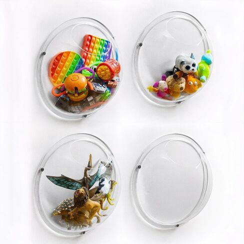 Gomos Acrylic Wall Organizer - تخزين وعرض جدار 2 عبوة - منظم فقاعة شفافة لغرفة الأطفال - تسهيل التثبيت ، اللوحة الخلفية المشمولة in Kuwait