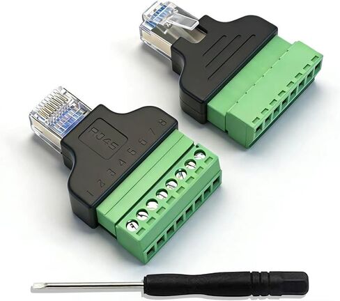 محول طرفي برغي RJ45 ذكر إلى 8 دبابيس (قطعتان)، لموسع إيثرنت Cat5 Cat6 Cat7 CCTV الإنترنت الرقمي، قابس ذكر RJ45 إلى موصل إيثرنت طرفي 8 دبابيس in Saudi Arabia