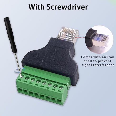 محول طرفي برغي RJ45 ذكر إلى 8 دبابيس (قطعتان)، لموسع إيثرنت Cat5 Cat6 Cat7 CCTV الإنترنت الرقمي، قابس ذكر RJ45 إلى موصل إيثرنت طرفي 8 دبابيس in Saudi Arabia