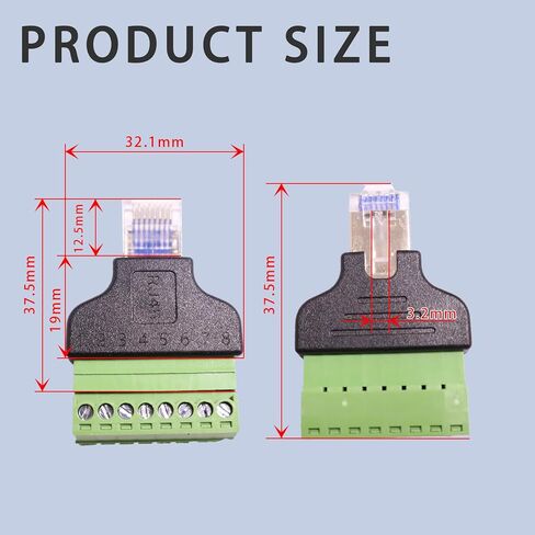محول طرفي برغي RJ45 ذكر إلى 8 دبابيس (قطعتان)، لموسع إيثرنت Cat5 Cat6 Cat7 CCTV الإنترنت الرقمي، قابس ذكر RJ45 إلى موصل إيثرنت طرفي 8 دبابيس in Saudi Arabia