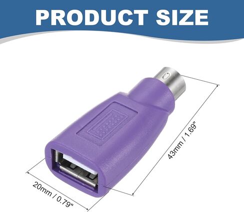 PS/2 to USB Port, PS/2 Male to USB Female Adapter for Wired Mouse Keyboard Desktop PC Laptop Notebook, Purple in Saudi Arabia