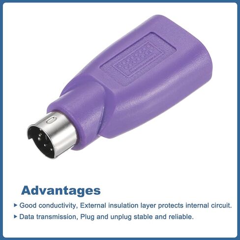 PS/2 to USB Port, PS/2 Male to USB Female Adapter for Wired Mouse Keyboard Desktop PC Laptop Notebook, Purple in Saudi Arabia