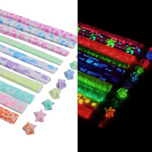300pcs Noctilucent Origami Lucky Star Paper Strips for DIY Handmade Crafts Home Cards Gift(9 Colors) in Saudi Arabia