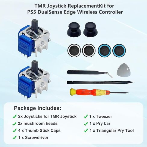 2-Pack TMR Joystick Replacement Kit for DualSense PS5 controller / PS5 Edge Controller, Upgrade Anti-Drift Analog Thumbstick,TMR Analog Thumb Joystick Repair Tool kit in Saudi Arabia