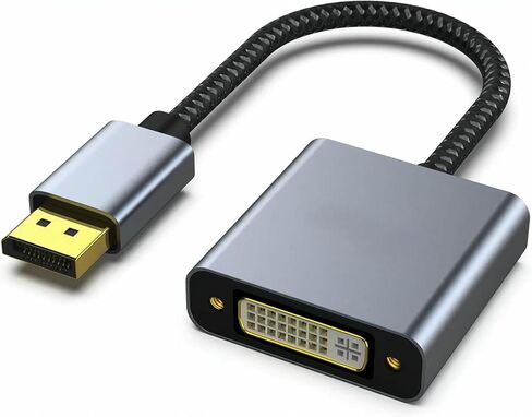 DisplayPort to DVI, DisplayPort to DVI-D Single Link Adapter Male to Female Adapter Compatible for Lenovo Dell HP and More [Gold-Plated Connectors, Aluminium Shell&Nylon Cable] in Saudi Arabia