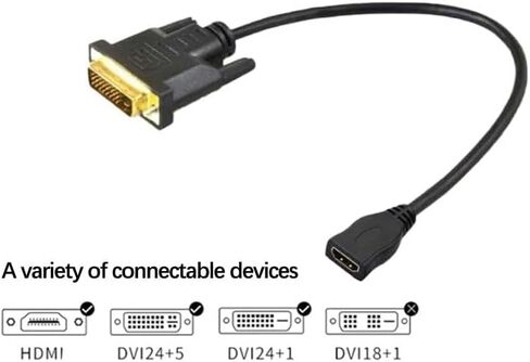 محول 1080P DVI إلى HDMI بديل، محول HDMI أنثى ثنائي الاتجاه إلى DVI-D (24+1) ذكر (أسود) in Kuwait