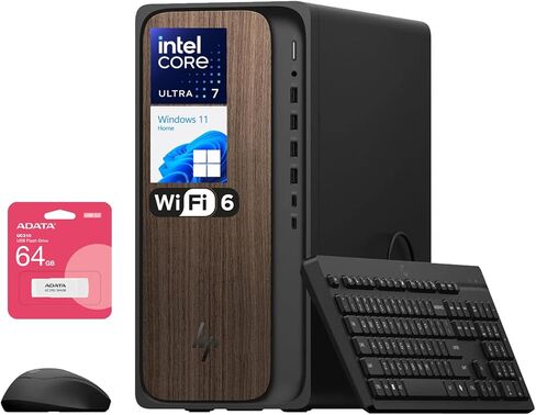 HP OmniDesk M03 Business Desktop Tower، Intel Core Ultra 7 265، RTX 5060، ذاكرة الوصول العشوائي DDR5 سعة 64 جيجابايت، SSD 2 تيرابايت، دعم 4 شاشات 4K، DisplayPort، Wi-Fi 6، W11 Home، أسود، حزمة مع ADATA UC310 64 جيجابايت in Kuwait
