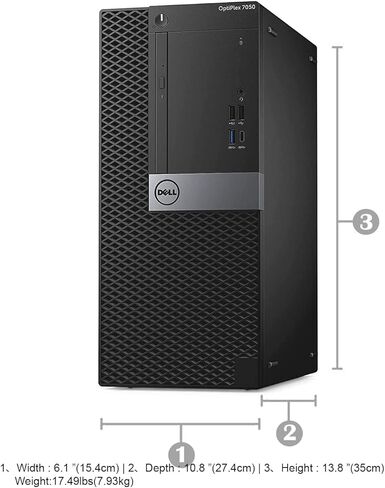 سطح المكتب Dell 7050 Mini Tower Intel i7-7700 حتى 4.20 جيجا هرتز 32 جيجا DDR4 جديد 1 تيرابايت NVMe SSD + 2 تيرابايت HDD USB Wi-Fi BT لوحة مفاتيح لاسلكية وماوس Win 11 Pro (متجدد) in Saudi Arabia