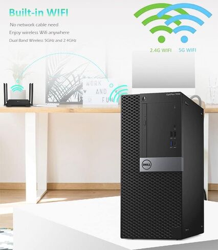 سطح المكتب Dell 7050 Mini Tower Intel i7-7700 حتى 4.20 جيجا هرتز 32 جيجا DDR4 جديد 1 تيرابايت NVMe SSD + 2 تيرابايت HDD USB Wi-Fi BT لوحة مفاتيح لاسلكية وماوس Win 11 Pro (متجدد) in Saudi Arabia