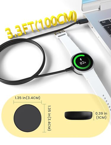 Sinoacc 1 حزمة لشاحن ساعة سامسونج متوافق مع ساعة Galaxy Watch 8/8 Classic/Ultra/7/6/6 Classic/5/5 Pro/4/3/Active 2/1/Fe Smartwatch 100CM USB C كابل شحن سريع مغناطيسي in Saudi Arabia