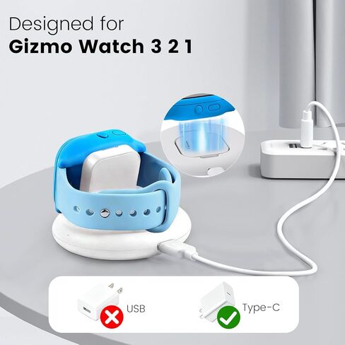 Foldable Charger Compatible with Gizmo Watch 3 2 1, Travel Spare Magnetic Charger Stand Dock with 3.12ft Type-C to Type-C Cable, White (Not for Gizmo Watch 3 Adventure) in Saudi Arabia