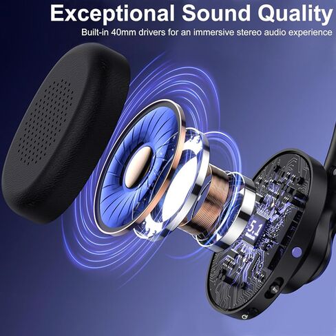 Wireless Bluetooth Headset with CVC8.0 Noise-Cancelling Microphone & Mic Mute, Class 1 V5.1 Bluetooth Headphone for Work/Ms Teams/Zoom/Home/Office/Computer/Cell Phone/Laptop, 30H+ Talking Time in Saudi Arabia