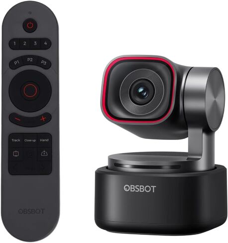 حزمة كاميرا ويب OBSBOT Tiny 3 للصوت المكاني بدقة 4K تعمل بالذكاء الاصطناعي مع جهاز تحكم عن بعد، وكاميرا PTZ لتتبع الذكاء الاصطناعي مع مستشعر 1/1.28 بوصة، وميكروفون ثلاثي، والتحكم في الصوت والإيماءات، و120 إطارًا في الثانية، وHDR، وكاميرا ويب للكمبيوتر الش in Saudi Arabia