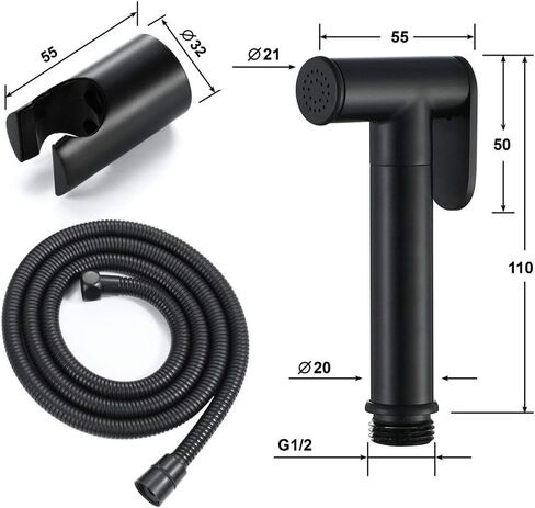 Black Women's Wash Faucet Set Full Pressure and Leakproof HandheldToilet Sprayer Kit | Hand Held Cloth Diaper Sprayer for Toilet | Easy to Install Bathroom Diaper in Saudi Arabia