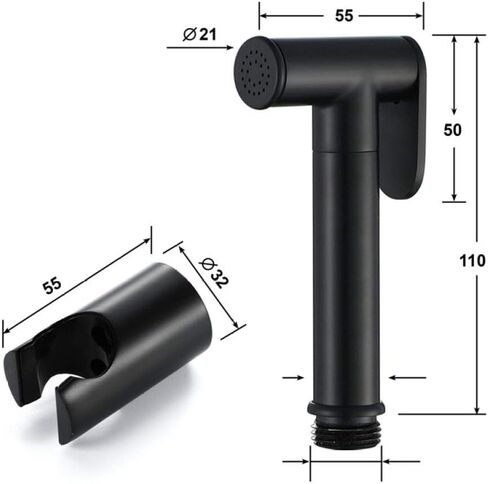 Black Women's Wash Faucet Set Full Pressure and Leakproof HandheldToilet Sprayer Kit | Hand Held Cloth Diaper Sprayer for Toilet | Easy to Install Bathroom Diaper in Saudi Arabia