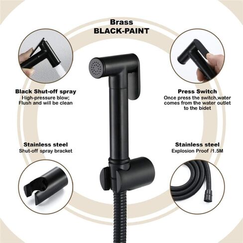 Black Women's Wash Faucet Set Full Pressure and Leakproof HandheldToilet Sprayer Kit | Hand Held Cloth Diaper Sprayer for Toilet | Easy to Install Bathroom Diaper in Saudi Arabia