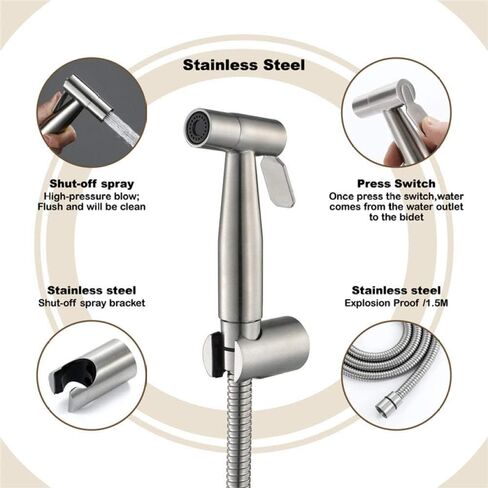Premium Stainless Steel Bathroom Press The Circular Rinse Faucet,Shattaf Sprayer Best Used for Personal Hygiene and Potty Toilet Sprayer in Saudi Arabia