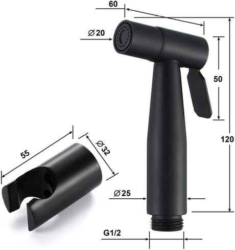 Premium Black Stainless Steel Bathroom HandheldToilet Sprayer - Shattaf Sprayer Best Used for Personal Hygiene and Potty Toilet Spray - Perfect Bottom Cleaner Spra in Saudi Arabia