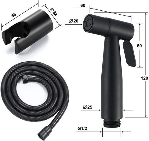 Premium Black Stainless Steel Bathroom HandheldToilet Sprayer - Shattaf Sprayer Best Used for Personal Hygiene and Potty Toilet Spray - Perfect Bottom Cleaner Spra in Saudi Arabia