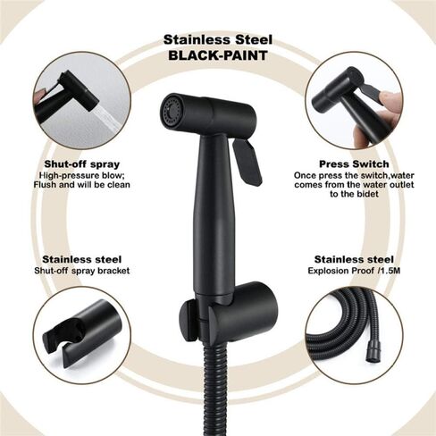 Premium Black Stainless Steel Bathroom HandheldToilet Sprayer - Shattaf Sprayer Best Used for Personal Hygiene and Potty Toilet Spray - Perfect Bottom Cleaner Spra in Saudi Arabia