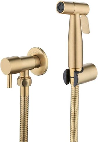 Brushed Gold Angle Valve Faucet Sprayer Full Pressure and Leakproof HandheldToilet Sprayer Kit,Hand Held Cloth Diaper Sprayer for Toilet,Easy to Install Bathroom S in Saudi Arabia