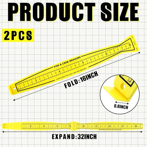 2 Pcs Fish Measuring Board - 32in/80cm Folding Fishing Ruler Fishing Measurement Ruler Crab Measuring Tool Lightweight Bump Board for Boat Kayak (32" Imperial Scale) in Saudi Arabia