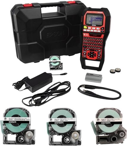 LABELWORKS Epson Tool Box Labeling Bundle - LW-PX900PCD Industrial Label Maker Kit - 224VSLPX, 224VTBWPX, and 236VTBWPX Tape Cartridge in Saudi Arabia