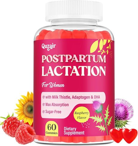 Lactation Supplement, Postpartum Lactation Support Gummies for Breastfeeding, with Milk Thistle and Postnatal Vitamins As Breast Milk Supply Booster, Recovery, Hair Growth, 60 Count Sugar Free & Vegan in Saudi Arabia