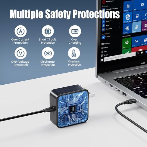 100W USB-C PD Laptop Charger - Fast USB-C Power Adapter Compatible with MacBook Pro/Air, Lenovo ThinkPad/Yoga, HP Spectre/Envy, Dell XPS/Latitude, ASUS/Acer — Compact Size, Not MagSafe in Saudi Arabia