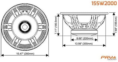 PRV AUDIO 15SW2000 15 "مضخم صوت 8 أوم مكبر صوت احترافي 96 ديسيبل 1000 واط RMS 4" VC (مفرد) in Saudi Arabia