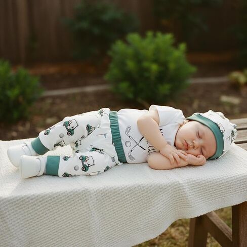 Newborn Baby Boy Baseball Outfit Short Sleeve New Player In Town Romper Pants Hat 3Pcs Cute Infant Spring Clothes in Saudi Arabia