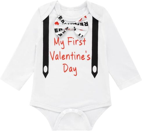 Baby Boys Girls My First Valentine's Day Outfit Long Sleeve Romper Pants Set in Saudi Arabia