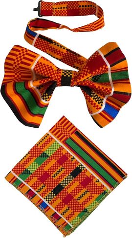 African Print Necktie for Men Pocket Square 2PC Set Kente Neck Ties in Saudi Arabia
