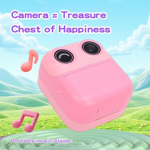 Yunseity Kids Instant Print Camera, 1080P 48MP Photo Video Instant Digital Camera with 8X Digital Zoom, 2.4in HD Screen, Built in Games and MP3, Come with 4 Rolls Printing Paper in Kuwait